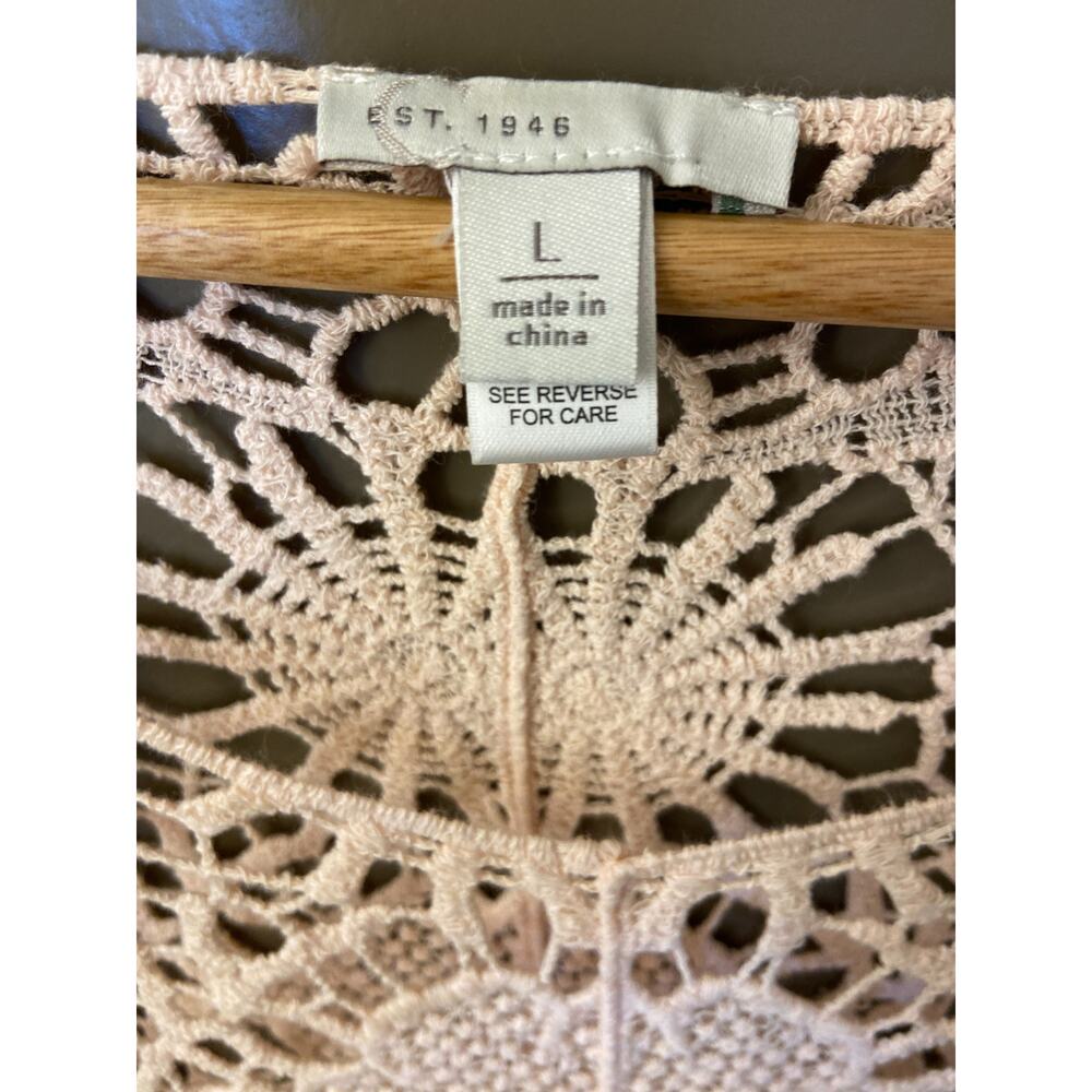 Boho Coastal Cowgirl Crochet Lace Long Sleeve Pullover - Picture 5 of 6